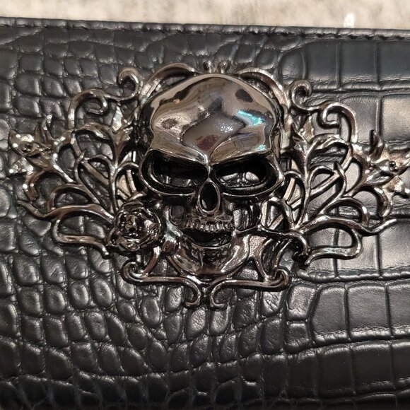 Black faux leather skull wallet - Picture 3 of 5